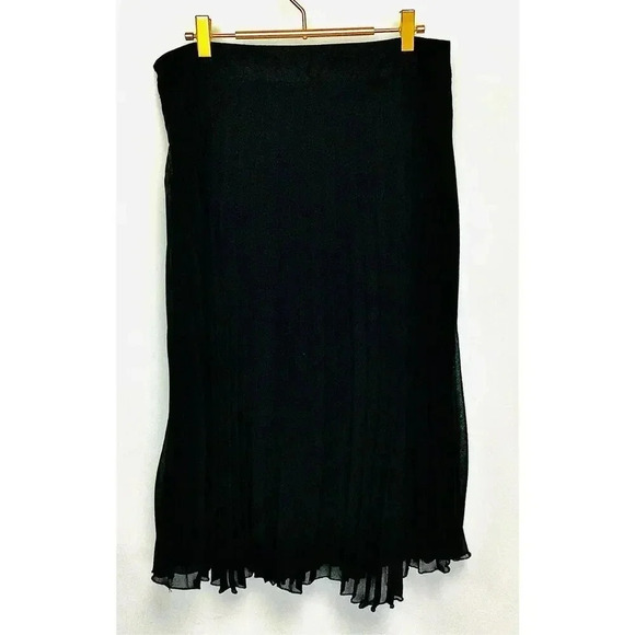 NWT YuLinGe Womens Black Lined Accordion Pleated Flare A-Line Skirt Size 12 - Picture 3 of 11